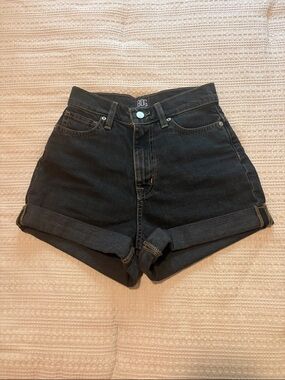BDG Mom High-Rise Rolled Hem Jean Shorts in Black
